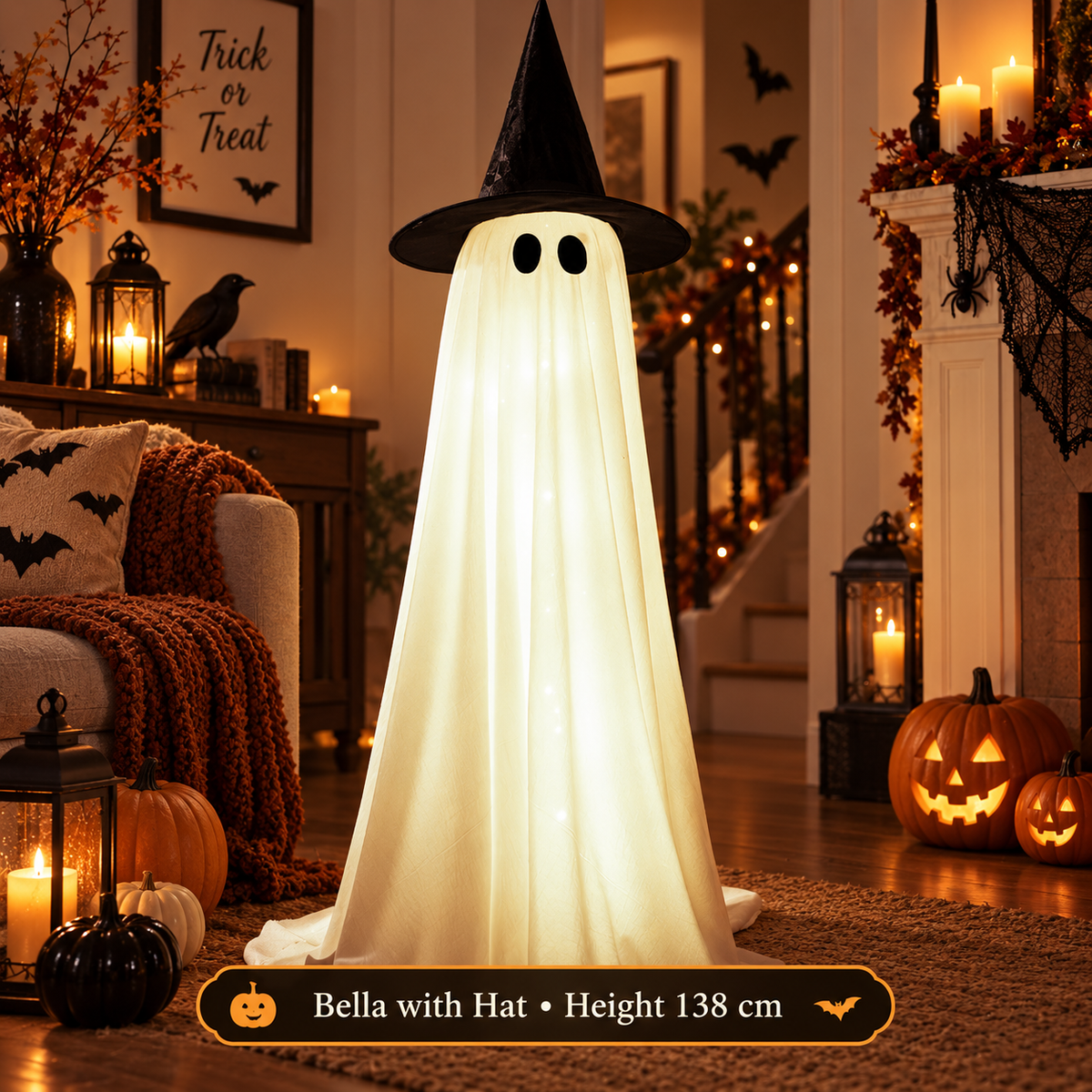 Halloween Spooky Lighted Ghost Decor Set