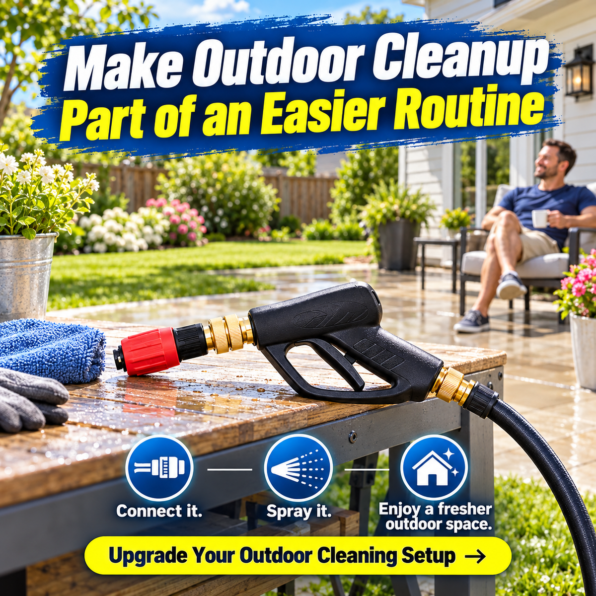 High-Pressure Water Spray Gun – Powerful Outdoor Cleaning Nozzle with Ergonomic Grip