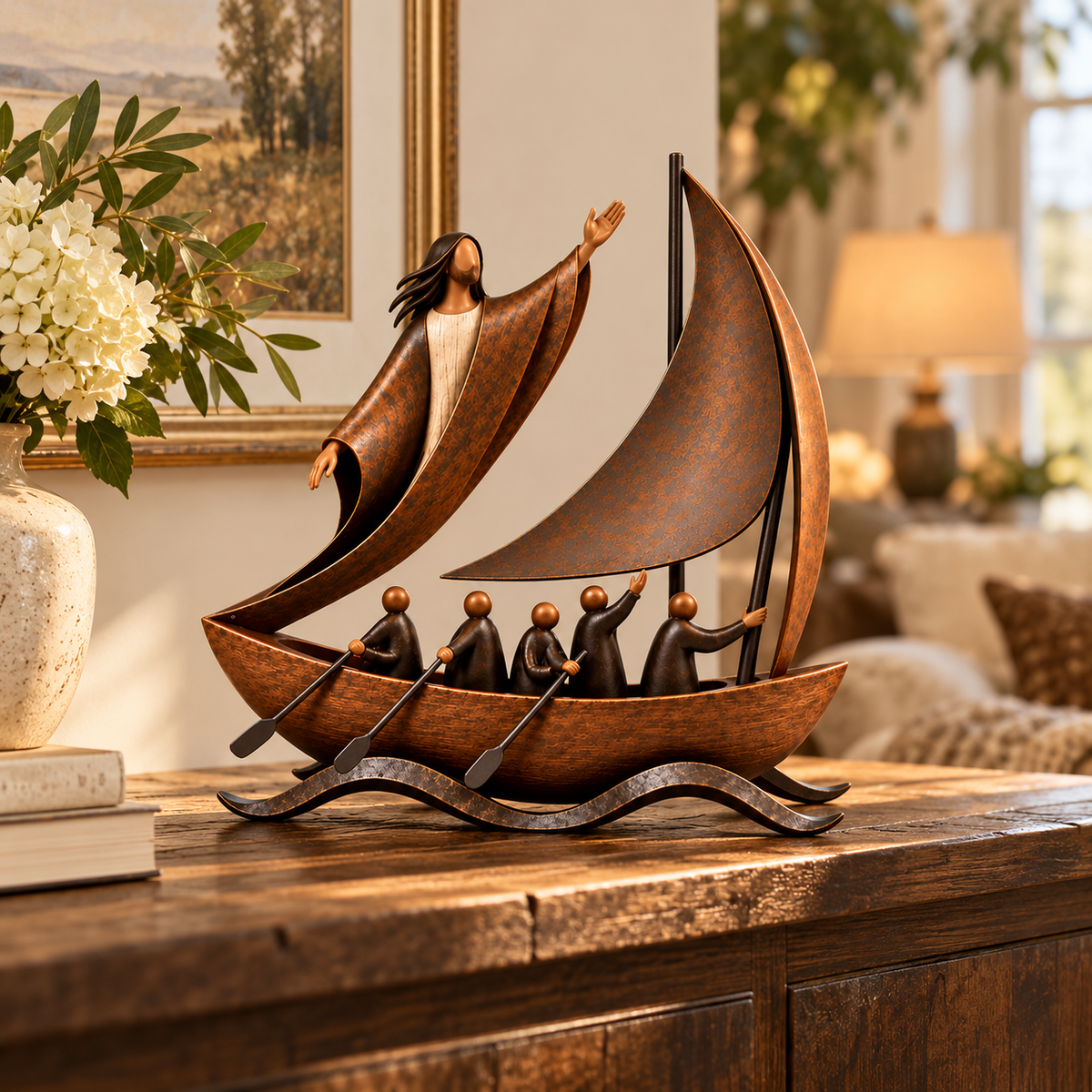 Peace in the Storm Faith Sailboat Sculpture