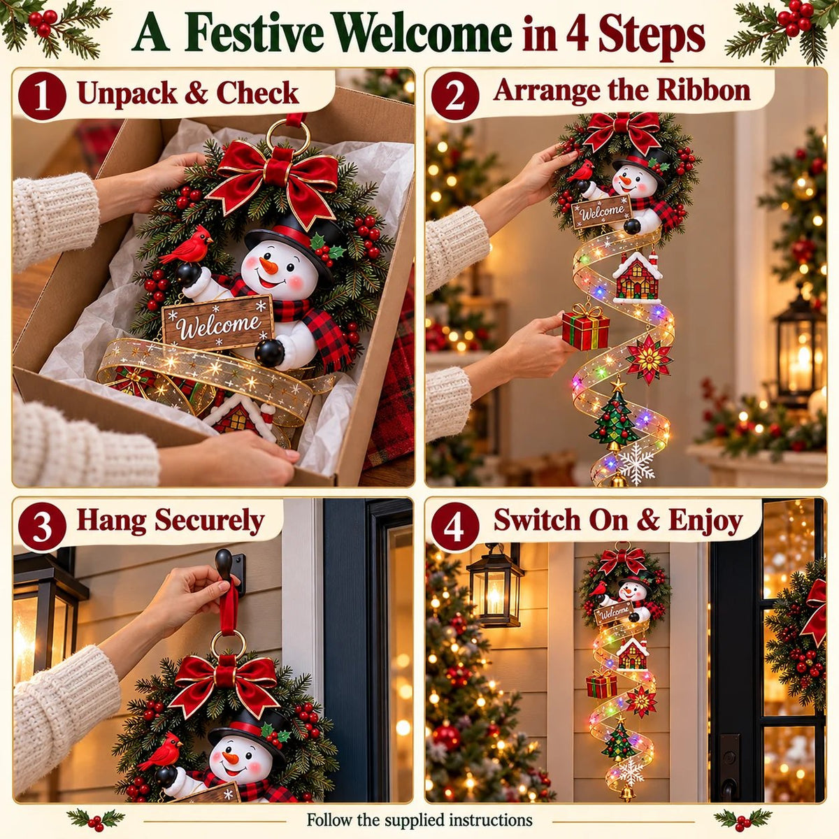 ✨ Stained-Glass Christmas Hanging Door Decor