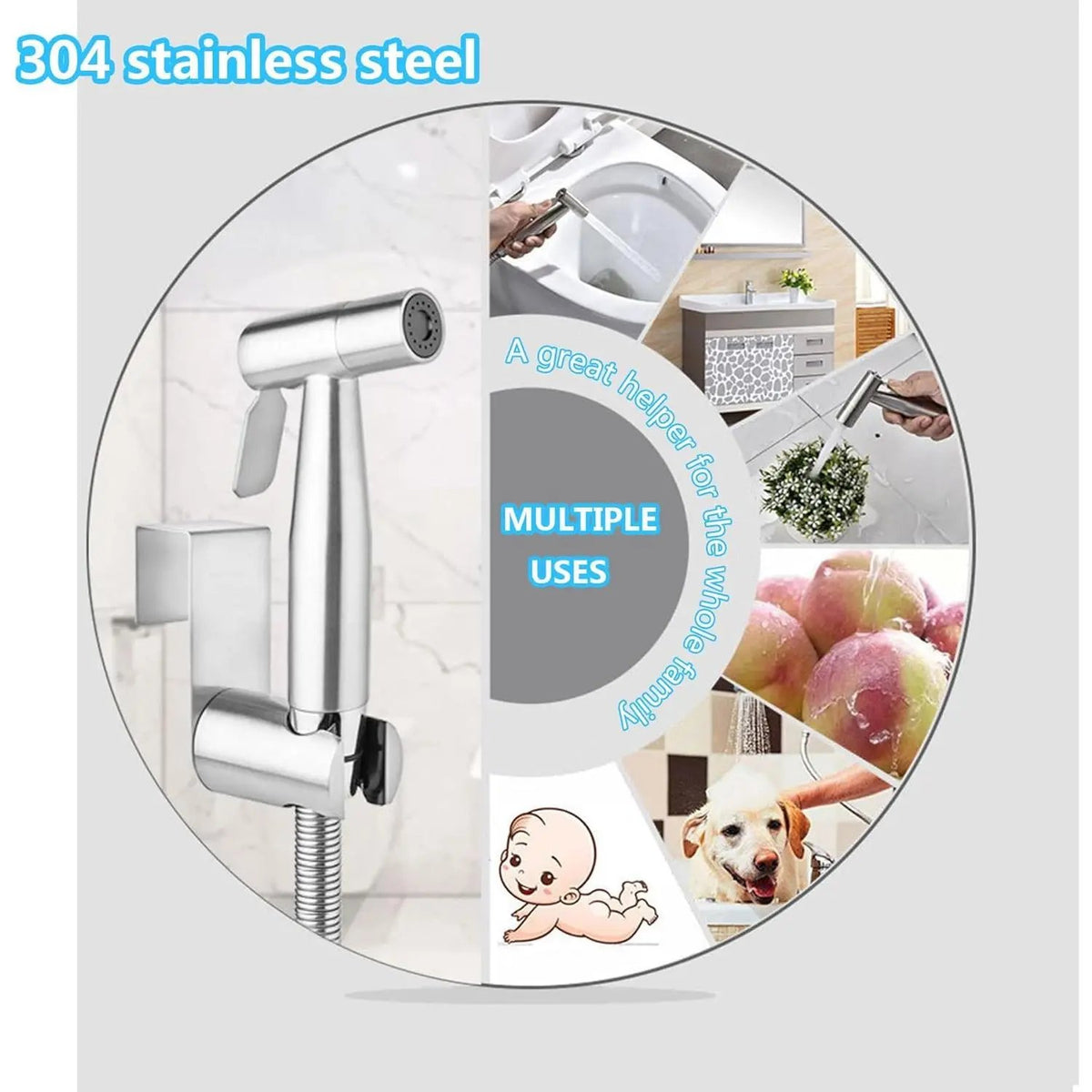 3-in-1 Adjustable Pressure Stainless Steel Nozzle, Easy-Install Attachment for Personal Hygiene, Toilet Cleaning