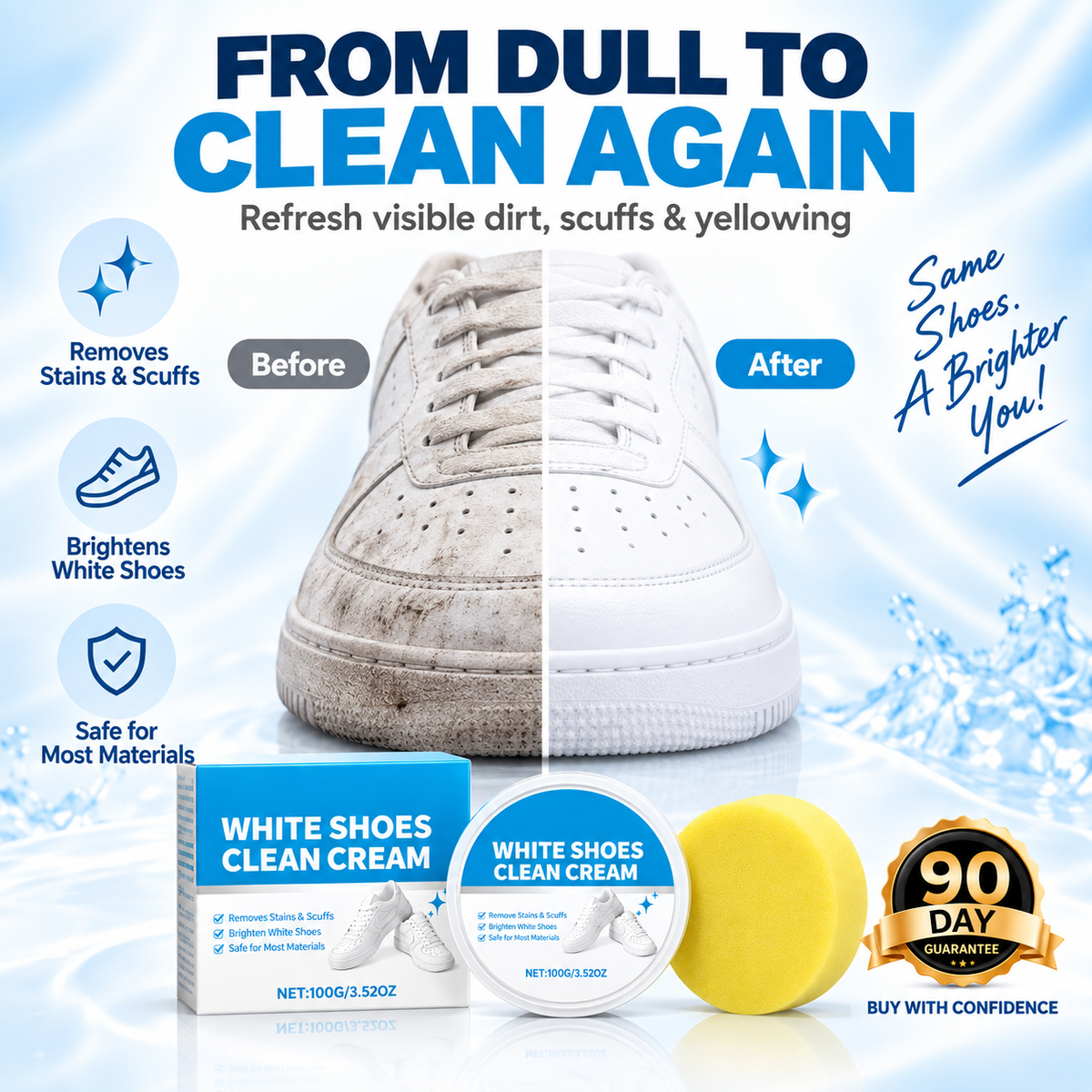 White Shoes Solid Clean Cream