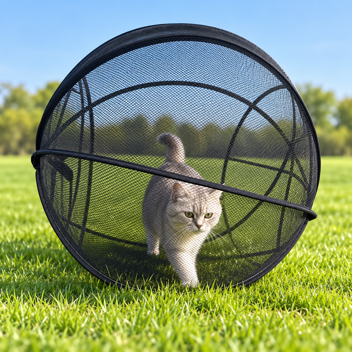 🐈 Pop-Up Mesh Cat Playpen – Roomy 32-Inch Indoor & Outdoor Enclosure