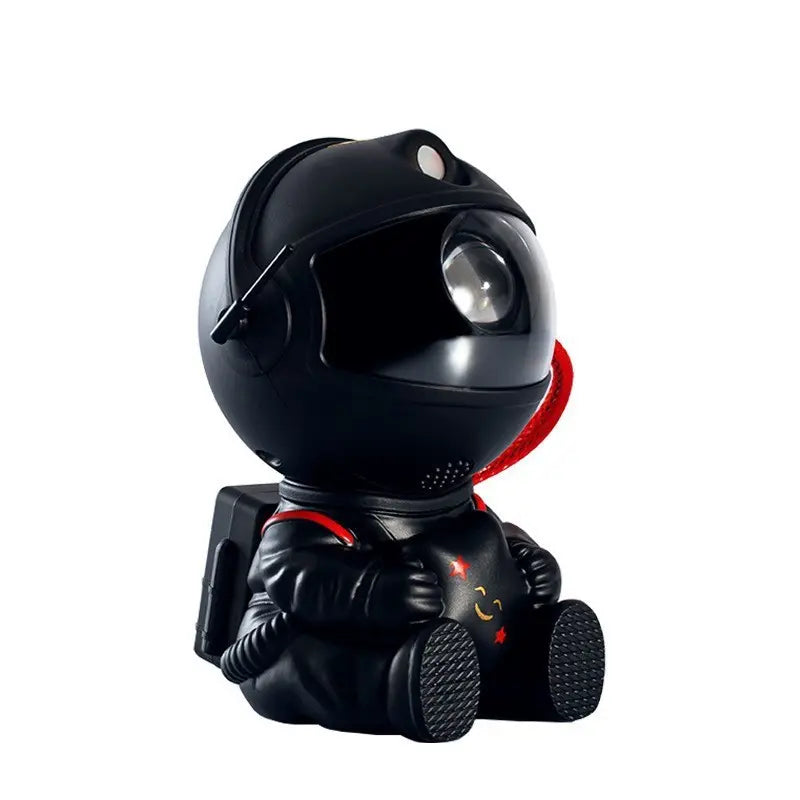Black Star seated astronaut galaxy projector with red details