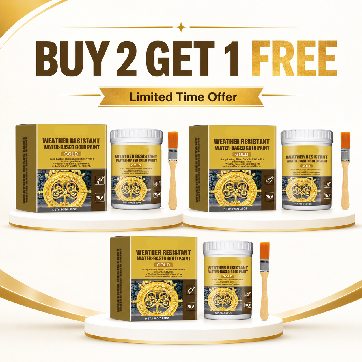 Buy two get one freeđ„đ„đ„Weather-Resistant Water-Based Gold Paint, Metallic Paint, Weather-Resistant Roman Column Decorative Gold Paint, Outdoor Gold Foil Paint