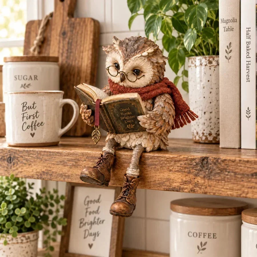 📚 Reading Owl Figurine – Charming Bookshelf Decor & Gift for Book Lovers 🎁