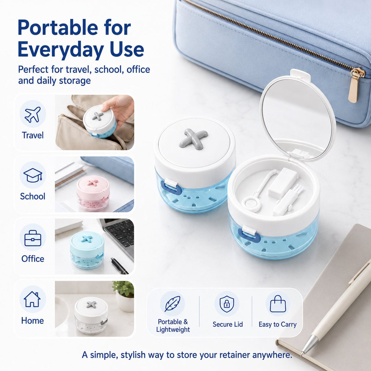🦷✨3-in-1 Retainer Cleaning & Storage Case