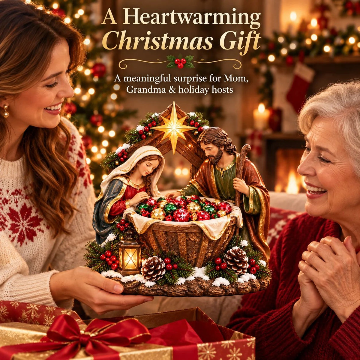 ✝️ Nativity Christmas Treat Bowl Centerpiece | Bethlehem Star & Warm Glow