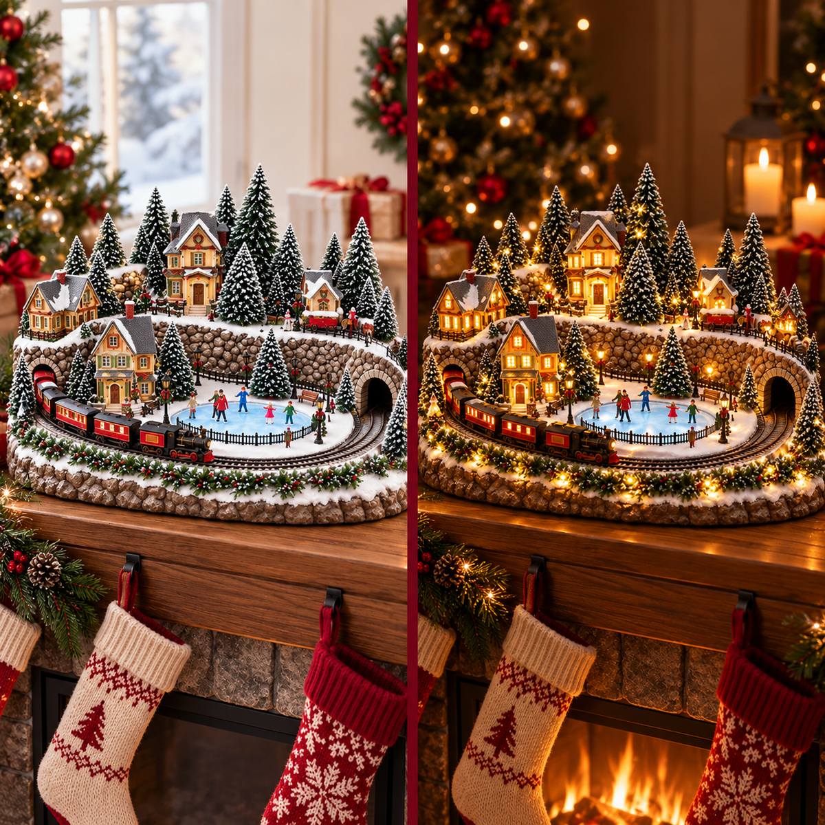 🔥 LAST DAY 57% OFF 🔥 Animated Holiday Train & Ice Rink Scene ✨