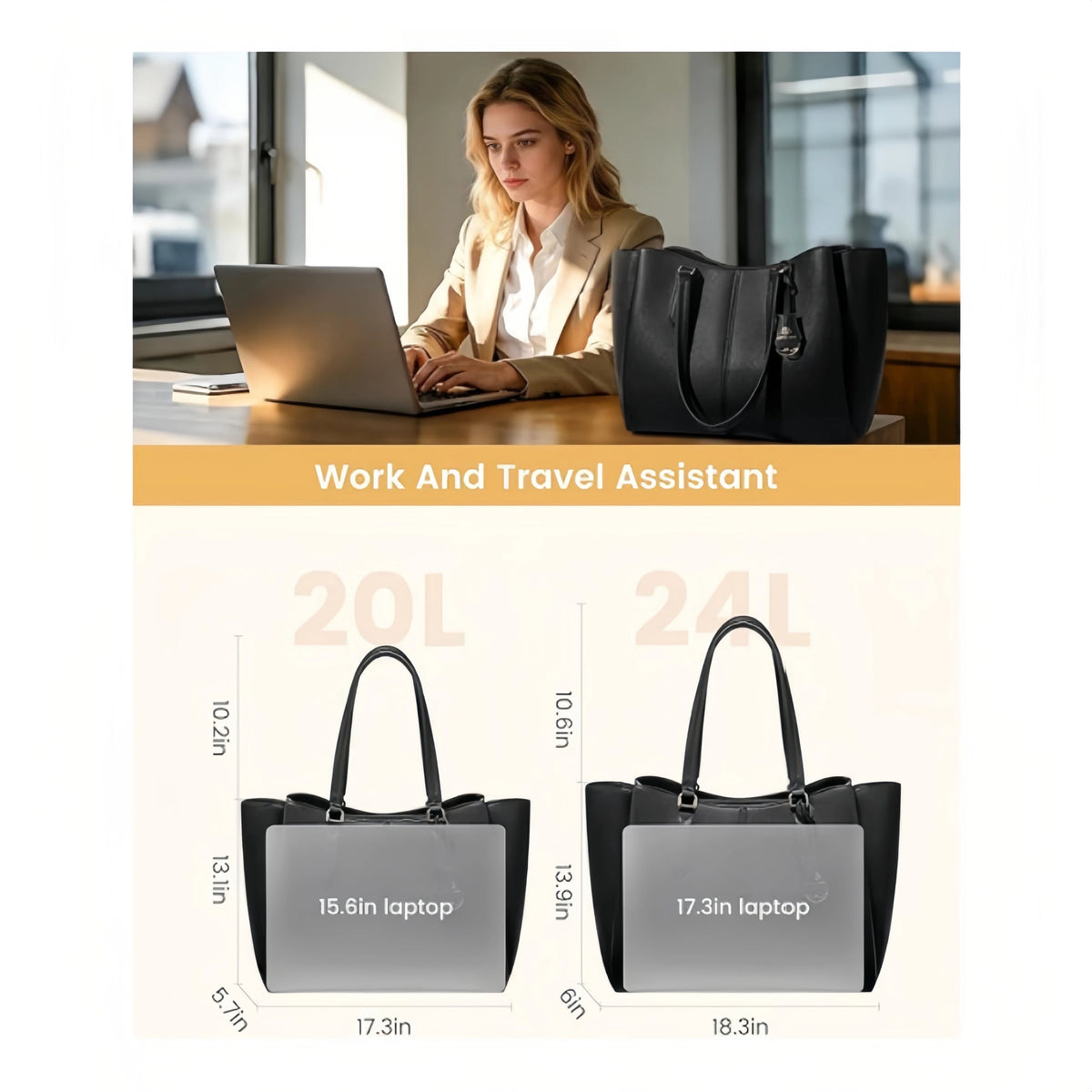 💼Laptop Tote Bag – Triple Compartments, Fits 15.6" & 17.3" Laptops