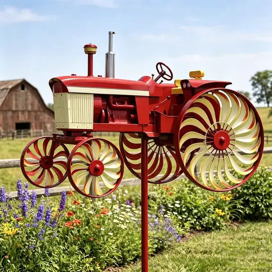 🚜Handcrafted Tractor Wind Spinner – Rustic Outdoor Garden Decor