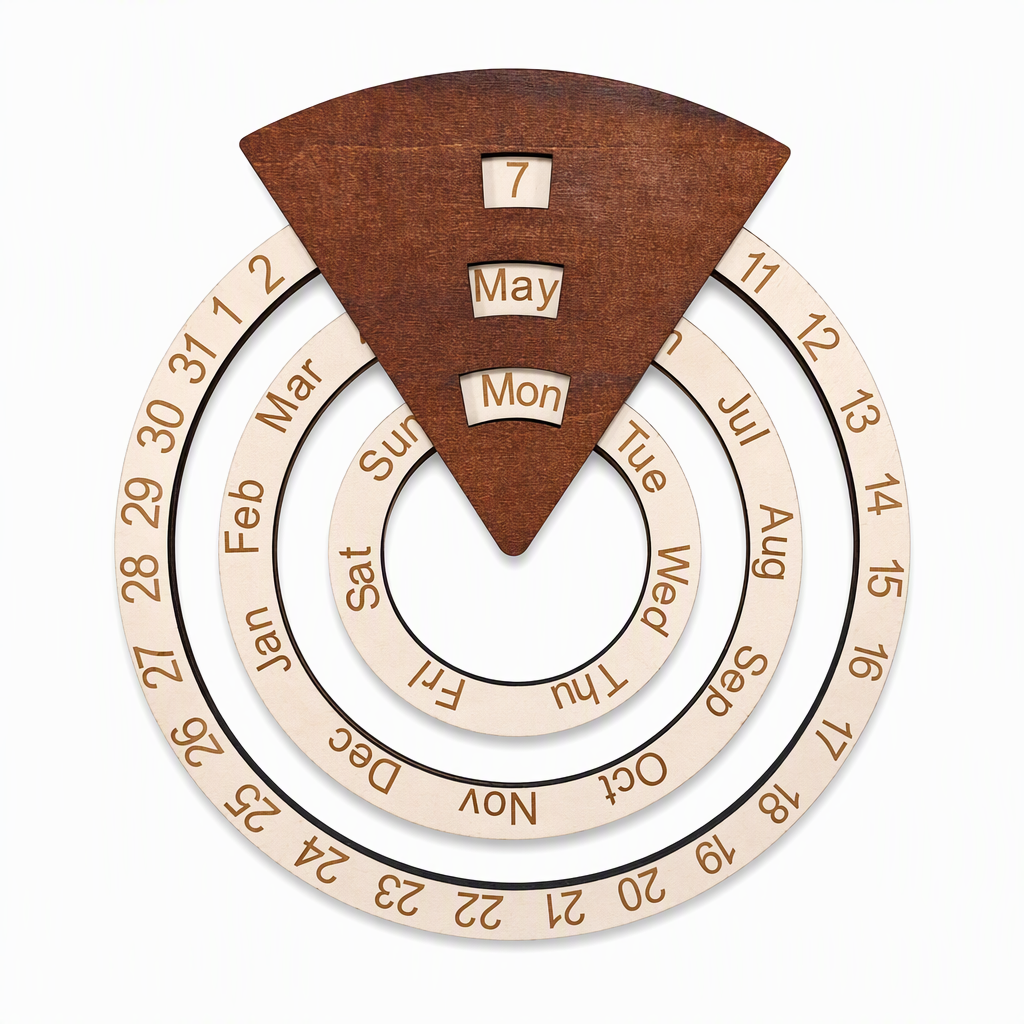 💥50% OFF! 🗓️ Wooden Rotating Perpetual Calendar – A Unique Interactive Decor Piece For Your Home & Office✨