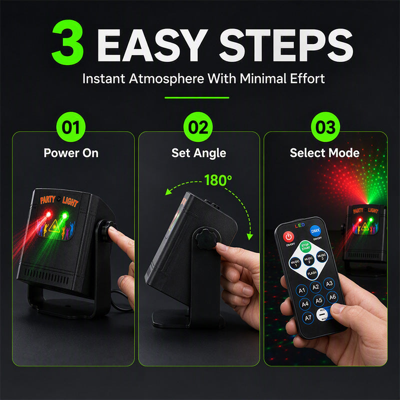 🎶 Music-Sync Party Laser Light – 68 Dynamic Patterns + Remote