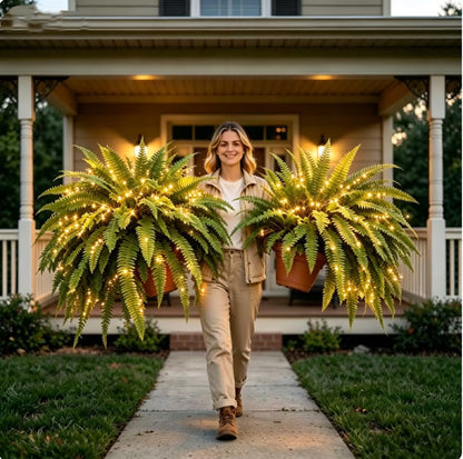 🔥 Last Day 70% OFF💡Glowing Artificial Boston Ferns with Lights – Never Fade, No Watering, No Maintenance🌿