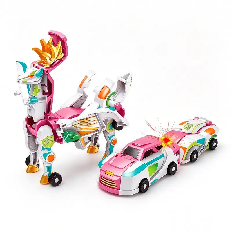 2-in-1 Magnetic Transforming Dragon Car Toy – Racing Car Set