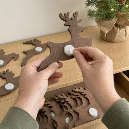 🎅 Christmas Santa Sleigh & Reindeer Press‑On LED Wall Decor | Festive Holiday Wall Art