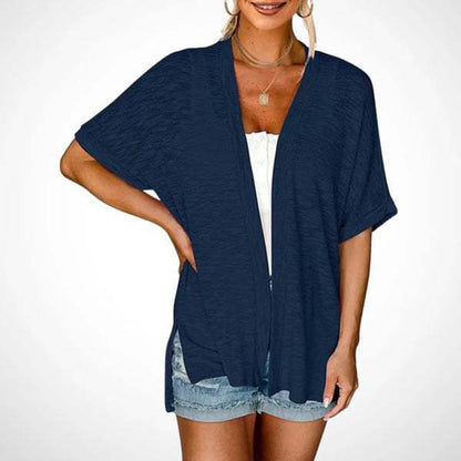 Womens Lightweight Cardigan 2026 Summer Short Sleeve Open Front Beach Coverup Vacation Outdoorfun Knitwear Comfort Casual Loose Minimalist Basic Knitting Batwing Shortsleeve Tops Womenswear