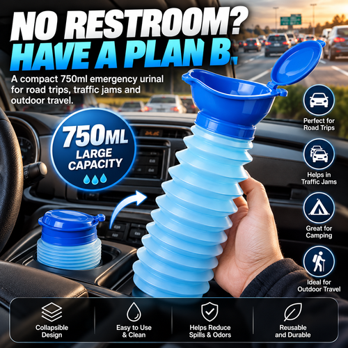 🚗 750ml Retractable Emergency Urinal – Portable Travel & Camping Toilet