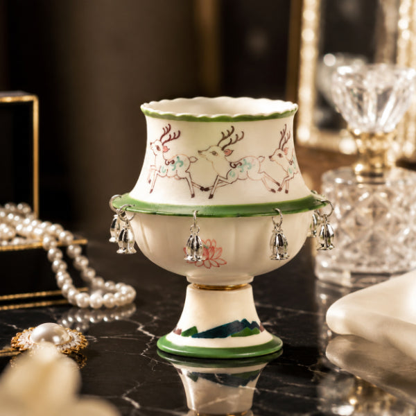 Handcrafted Ceramic Jar with Hanging Bells