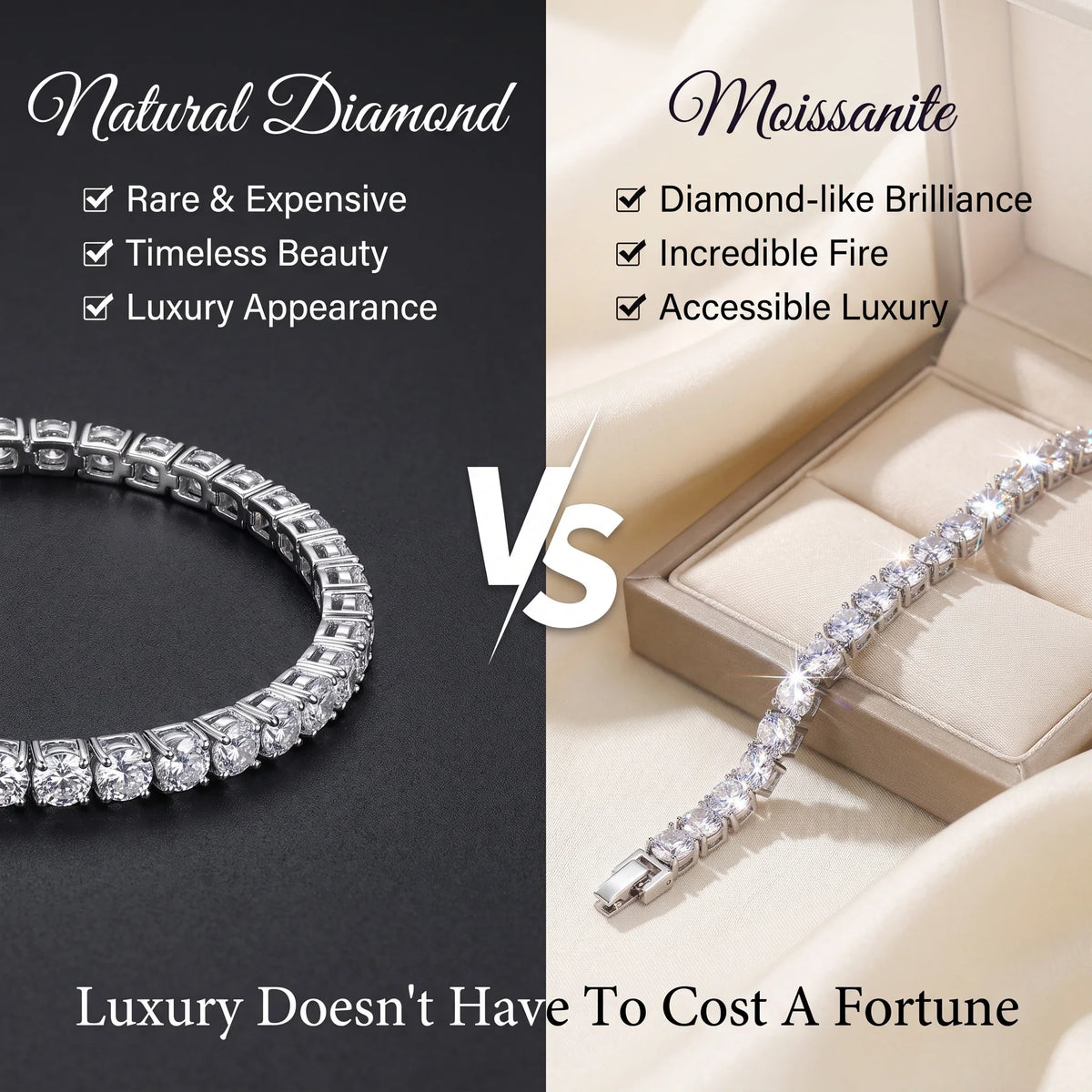 Classic 4mm D-Color Moissanite Tennis Bracelet – 14K Gold Plated with Double Safety Clasp-Last Day Sale-90% OFF🔥