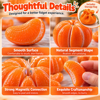 🍊🧲 Magnetic Stone Orange Fidget Toy — Peel, Rebuild & Relax with Satisfying Magnetic Play