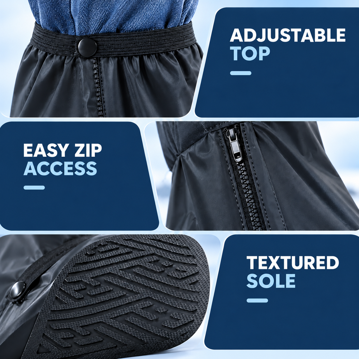 ☔ Waterproof Rain Shoe Covers – Zip-On Reflective Overshoes