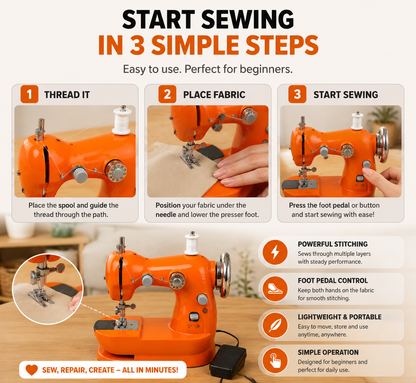 Mini Electric Sewing Machine – Compact Sewing Helper for Repairs, Crafts & Creative Projects