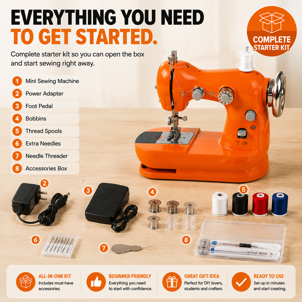 Mini Electric Sewing Machine – Compact Sewing Helper for Repairs, Crafts & Creative Projects