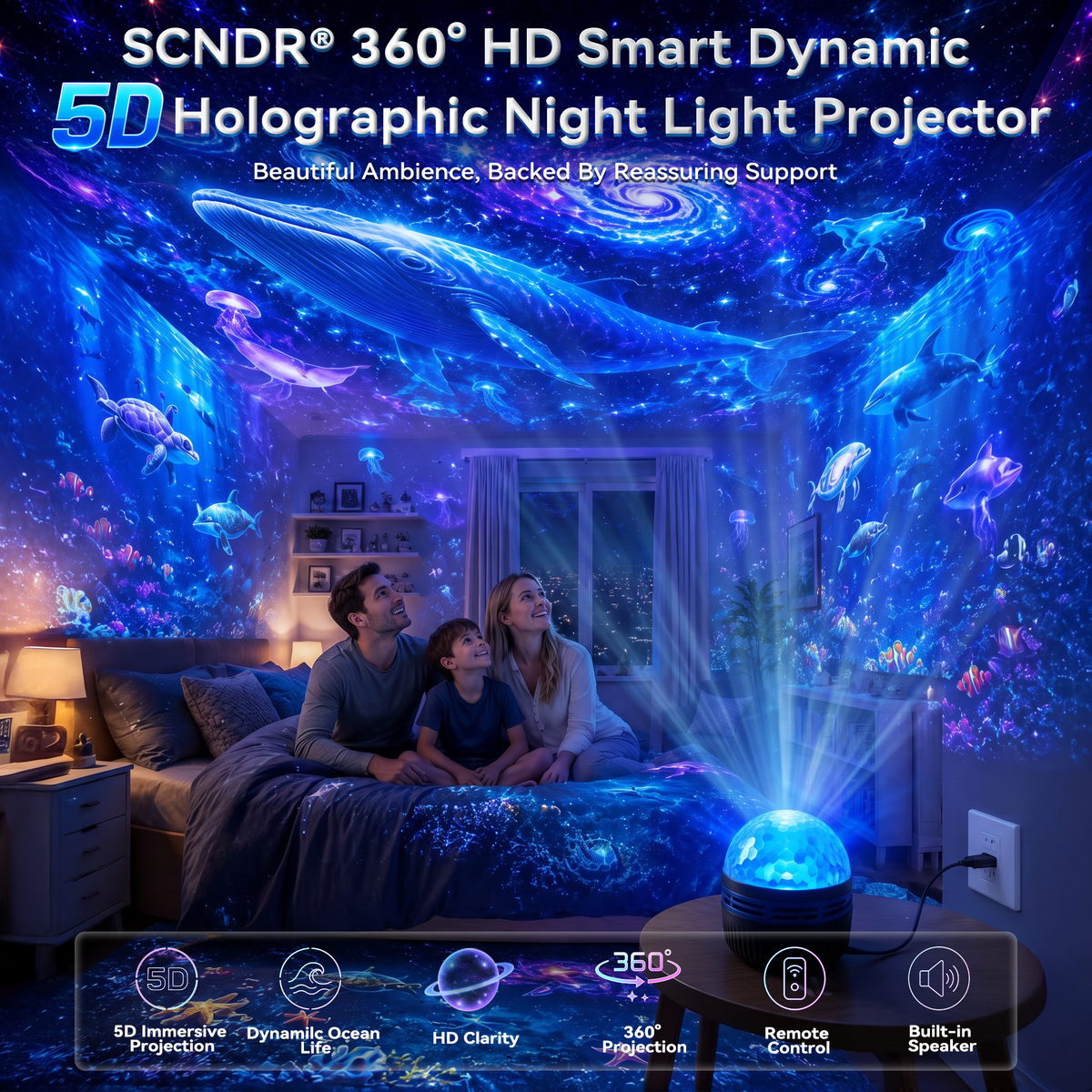 🎁🎀360° Smart Holographic Starry Sky Projector (HD Smart Dynamic 5D）🎁