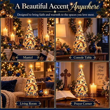 Bethlehem Nativity Light-Up Christmas Tree – Jesus Shadow Projection Holiday Decor