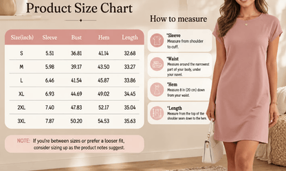 Women's Summer T Shirt Dress Casual Cap Sleeve Crewneck Loose Shift Mini Dresses