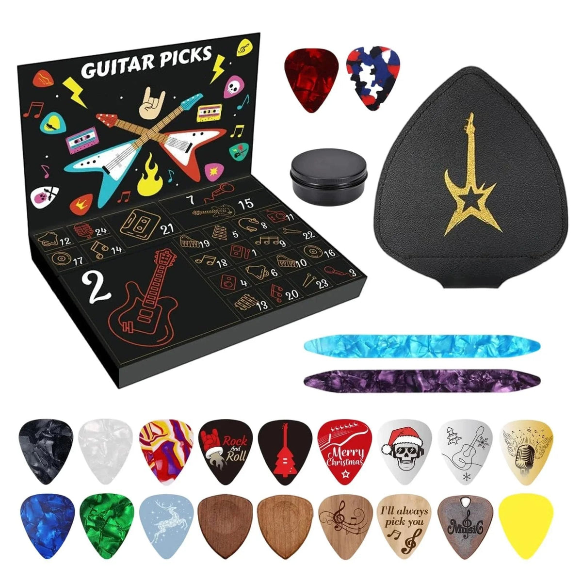 🎸 24-Day Guitar Pick Advent Calendar | Christmas Gift for Guitarists