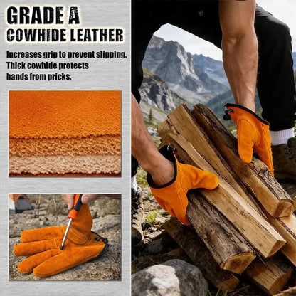 💯 Outdoor Thickened Wear-Resistant Cowhide Work Gloves