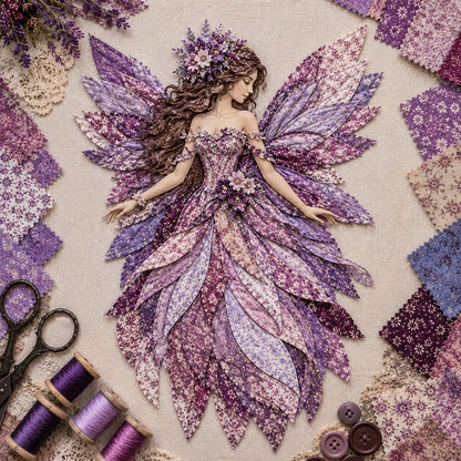 💯🧚‍♀️🌸 Premium Fairy Patchwork DIY Kit | High-Quality Layered Fabric with Floral Wings DIY Handmade Fantasy Wall Decor ✨15*12cm