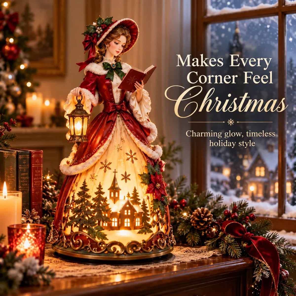 🎄 Victorian Christmas Caroler Tabletop Lamp – Festive Holiday Decor