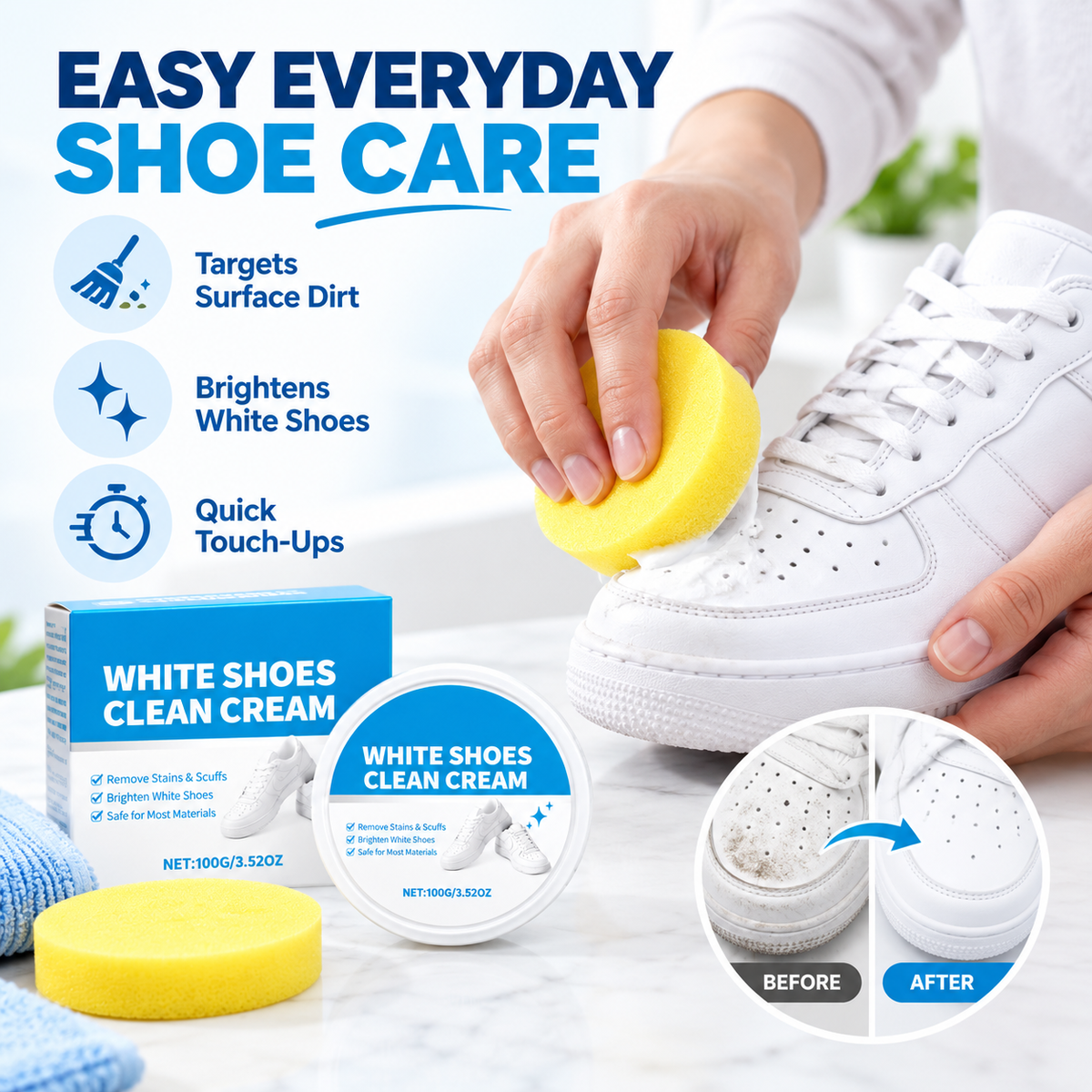 White Shoes Solid Clean Cream