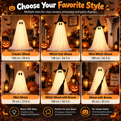 Halloween Spooky Lighted Ghost Decor Set