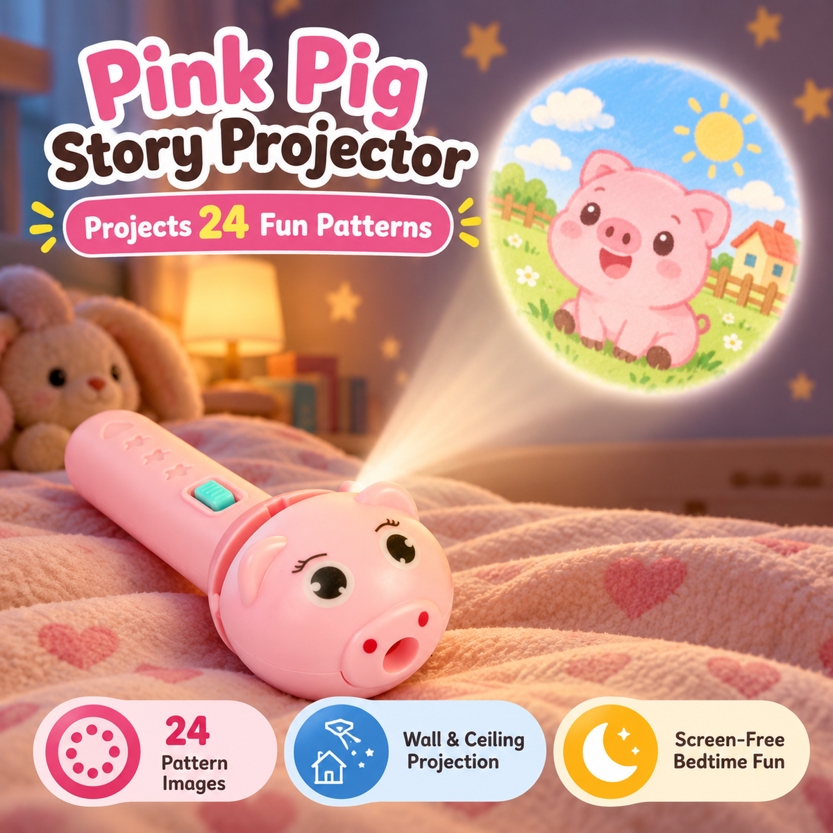 🌙 Kids Animal Story Projector – Magical Bedtime Flashlight