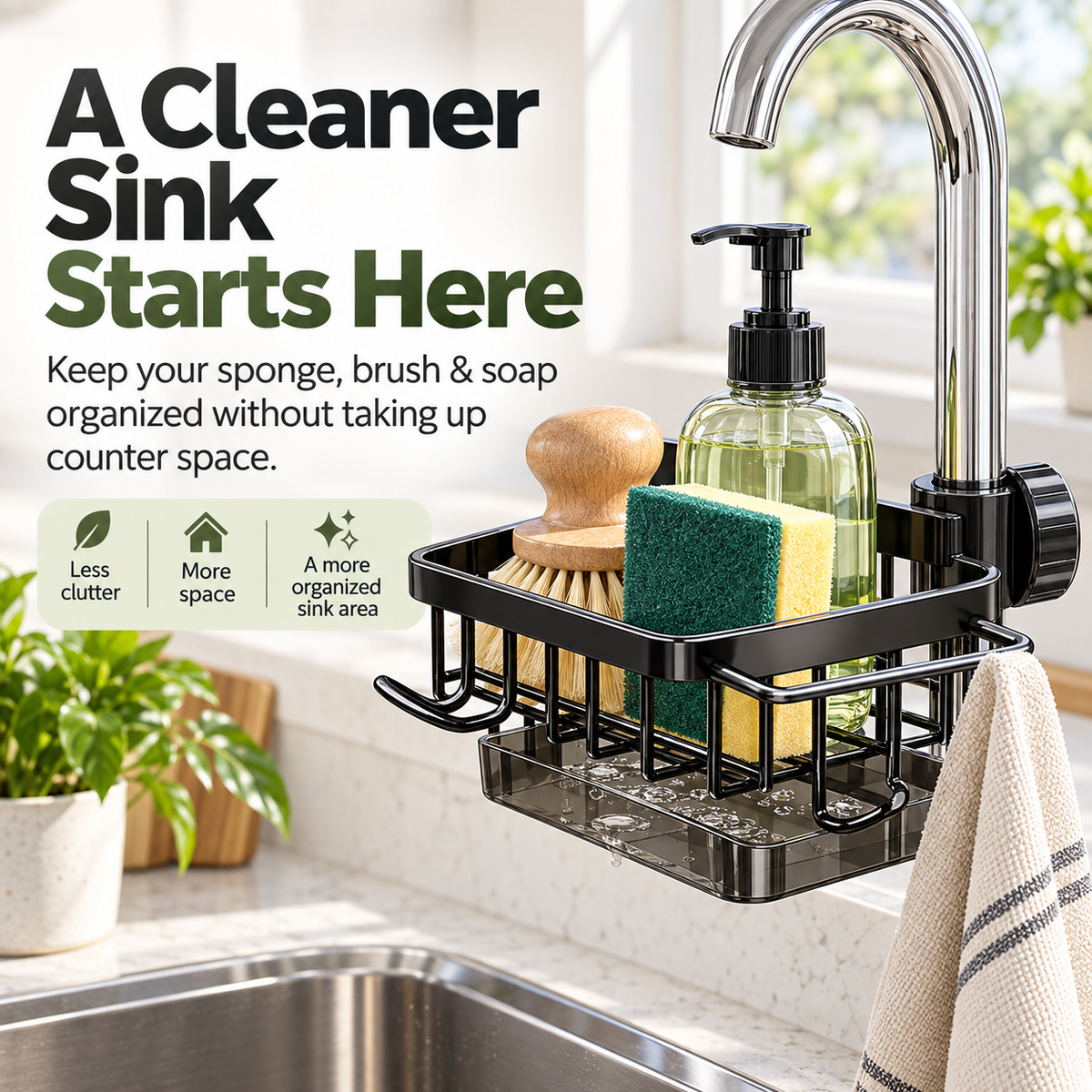 🔥HOT SALE✨ Faucet Sink Organizer Rack – Keep Your Kitchen Sink Clean & Clutter-Free