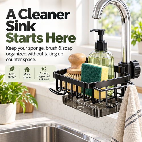 🔥HOT SALE✨ Faucet Sink Organizer Rack – Keep Your Kitchen Sink Clean & Clutter-Free