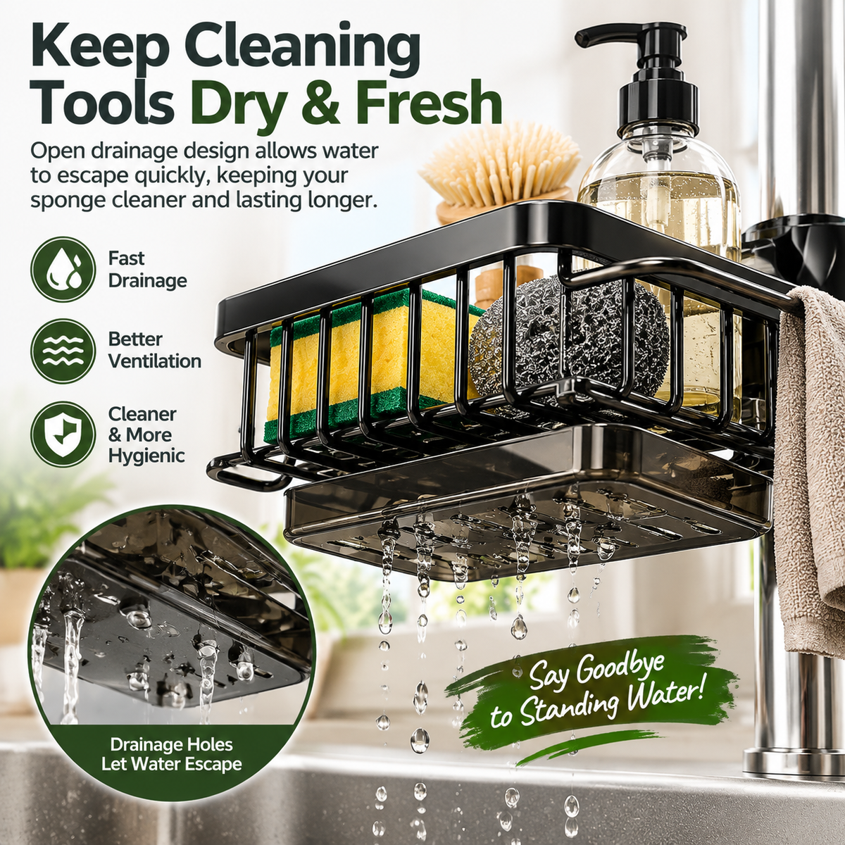 🔥HOT SALE✨ Faucet Sink Organizer Rack – Keep Your Kitchen Sink Clean & Clutter-Free