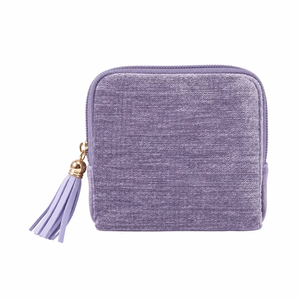 Velvet anti-tangle travel portable jewelry storage bag with tassel zipper