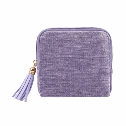 Velvet anti-tangle travel portable jewelry storage bag with tassel zipper
