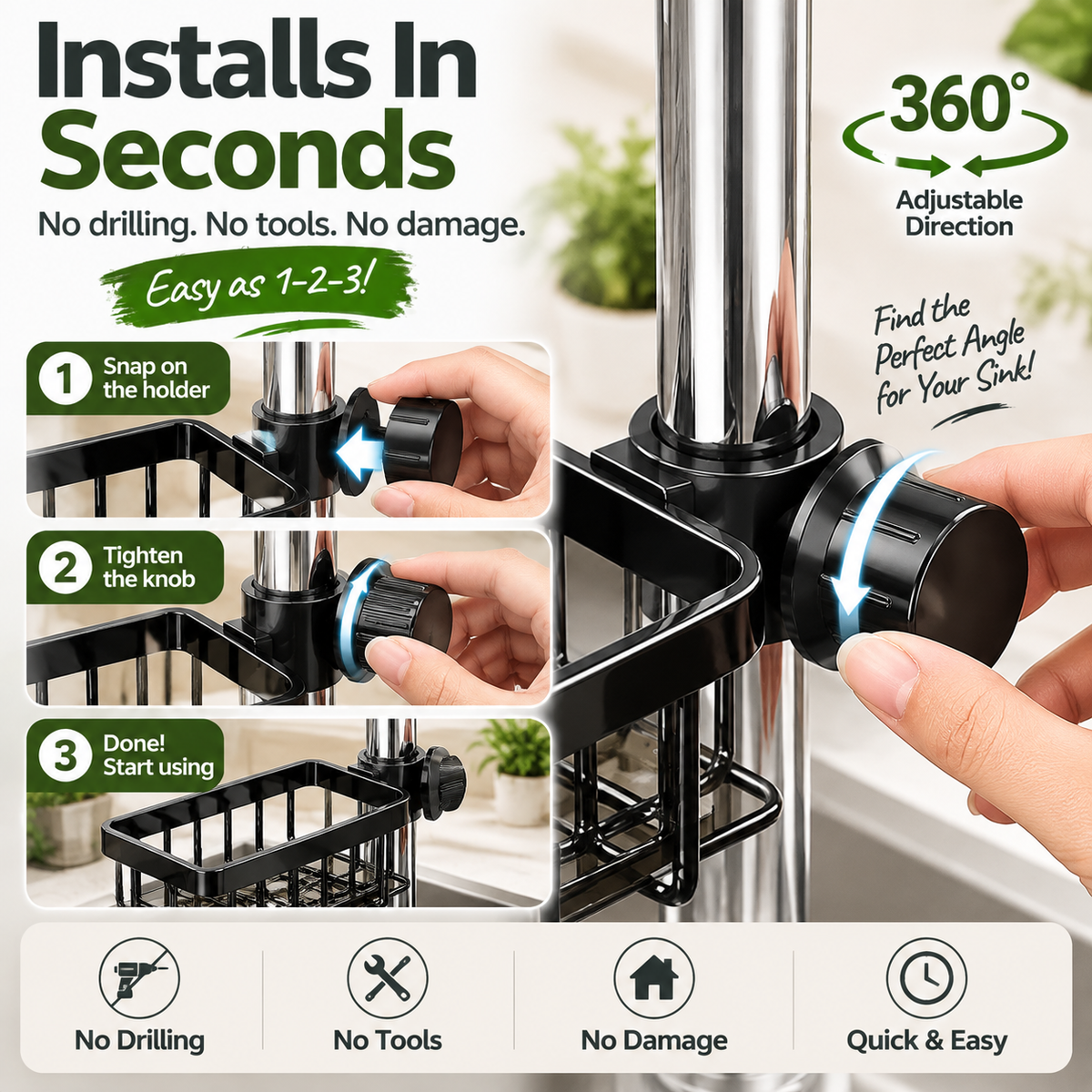 🔥HOT SALE✨ Faucet Sink Organizer Rack – Keep Your Kitchen Sink Clean & Clutter-Free