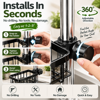 🔥HOT SALE✨ Faucet Sink Organizer Rack – Keep Your Kitchen Sink Clean & Clutter-Free
