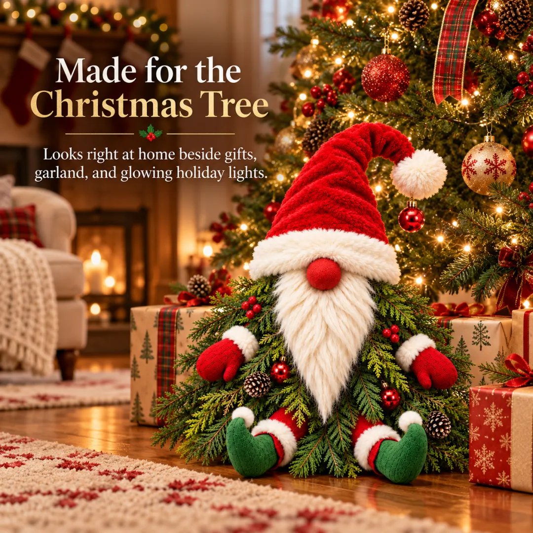 🎅 Sitting Christmas Evergreen Gnome | Woodland Holiday Decor