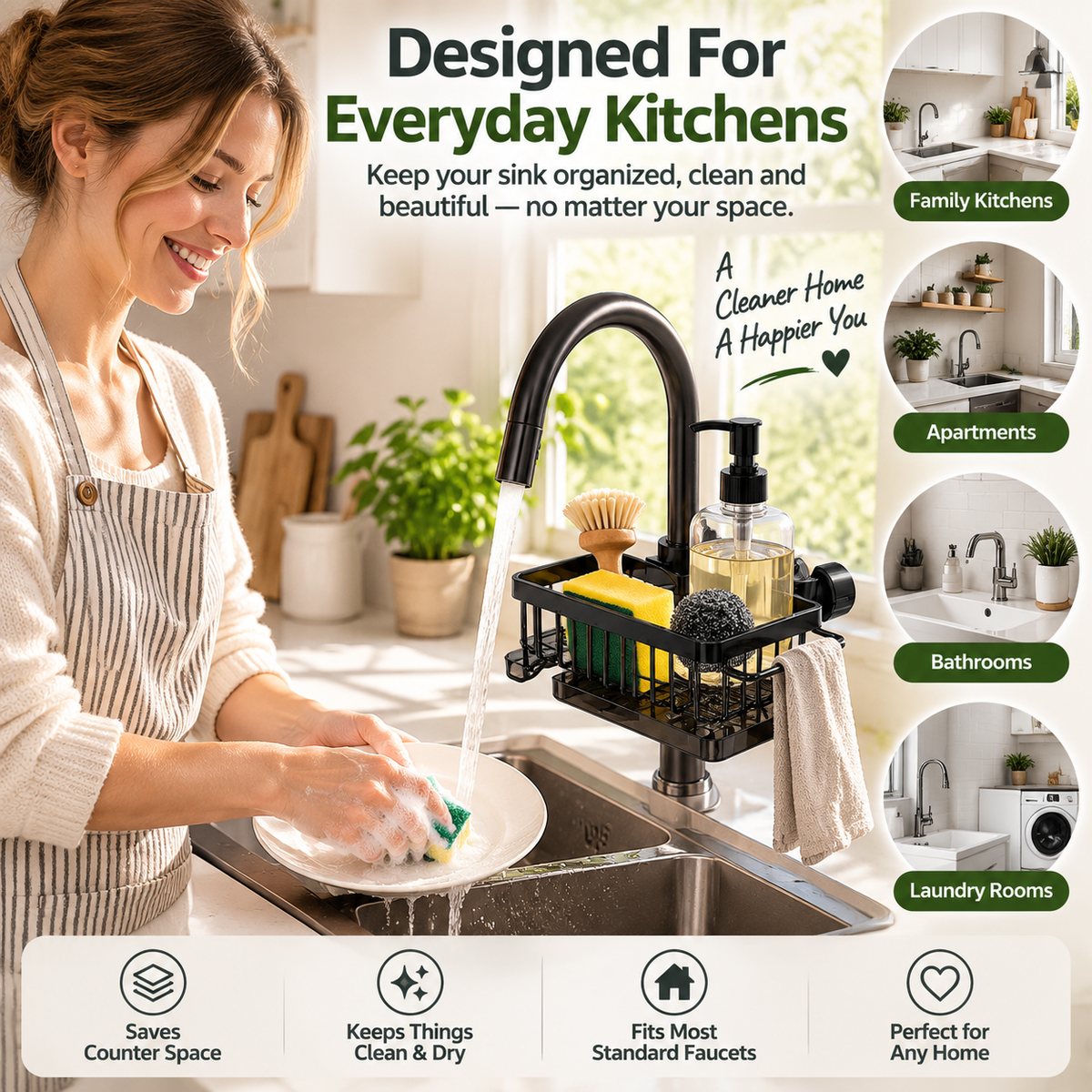 🔥HOT SALE✨ Faucet Sink Organizer Rack – Keep Your Kitchen Sink Clean & Clutter-Free