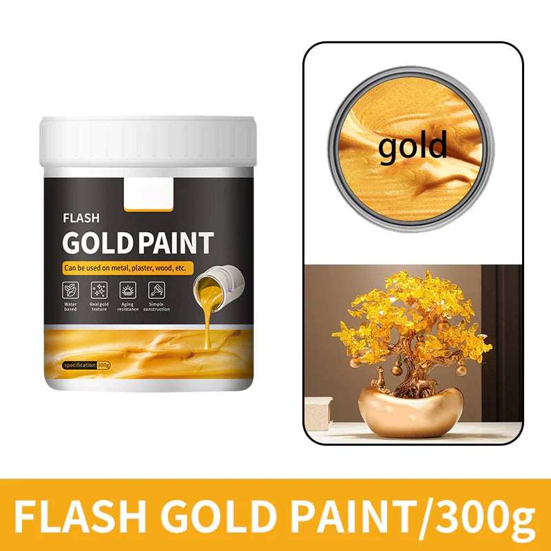 💐Water-Based Flash Gold Paint – Versatile for Canvas, Wood & Ceramic 🎨🖌️