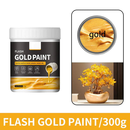 💐Water-Based Flash Gold Paint – Versatile for Canvas, Wood & Ceramic 🎨🖌️