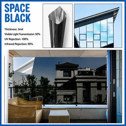 ☀️ One-Way Privacy Window Film – Daytime Mirror Effect, Heat Blocking & UV Protection